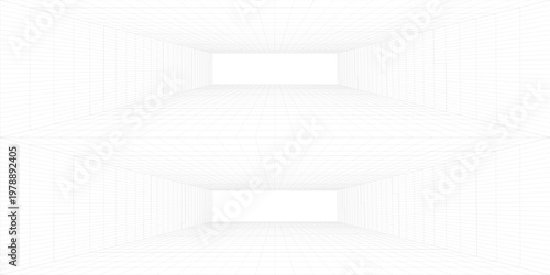 Perspective grid background 3d Vector illustration. Interior design Model projection background template. Line one point perspective. eps10