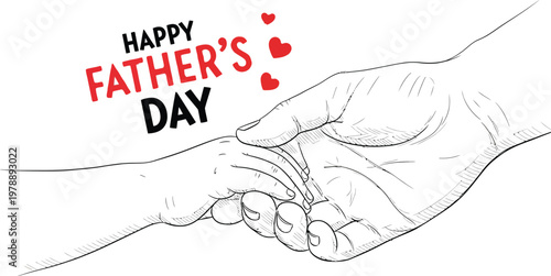 Happy father's day sketch a child's hand holding their father's celebrating love and connection