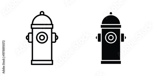 Fire hydrant icon Outline Style. Vector Illustration in flat For Graphic Design