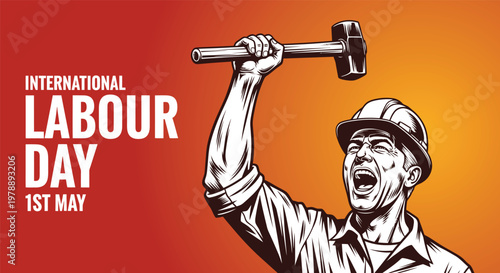 International labour day poster celebrating workers and labor rights on may 1st