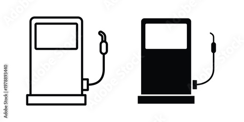 Gas station icon Outline Style. Vector Illustration in flat For Graphic Design
