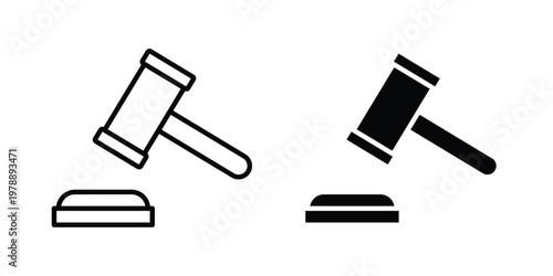 Gavel icon Outline Style. Vector Illustration in flat For Graphic Design