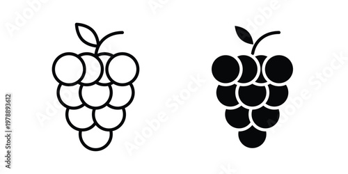 Grapes icon Outline Style. Vector Illustration in flat For Graphic Design