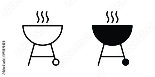 Grill icon Outline Style. Vector Illustration in flat For Graphic Design