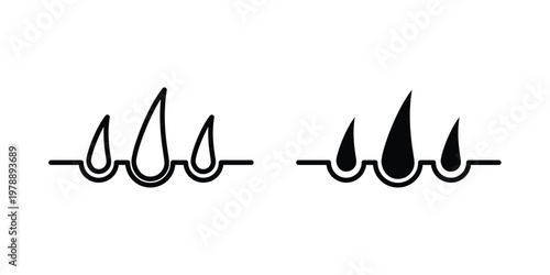 Hair icon Outline Style. Vector Illustration in flat For Graphic Design