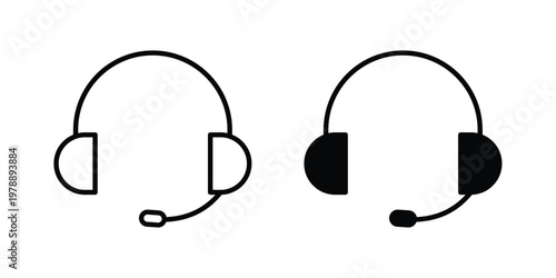 Headphone icon Outline Style. Vector Illustration in flat For Graphic Design