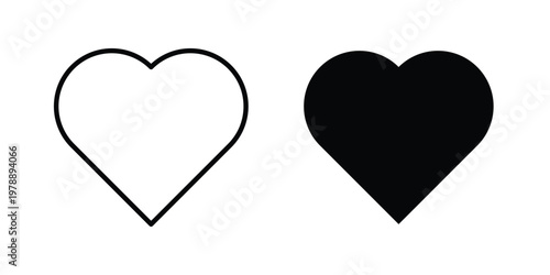 Heart icon Outline Style. Vector Illustration in flat For Graphic Design