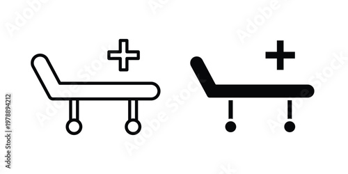 Hospital bed icon Outline Style. Vector Illustration in flat For Graphic Design
