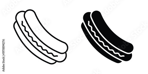 Hot dog icon Outline Style. Vector Illustration in flat For Graphic Design