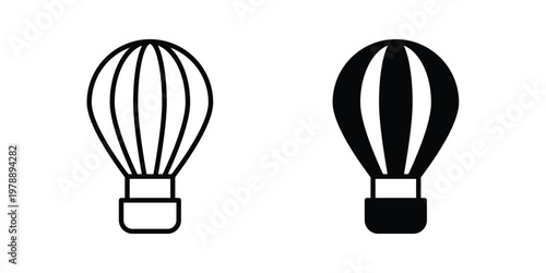 Hot air balloon icon Outline Style. Vector Illustration in flat For Graphic Design