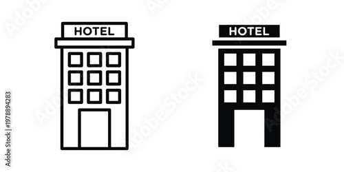 hotel icon Outline Style. Vector Illustration in flat For Graphic Design