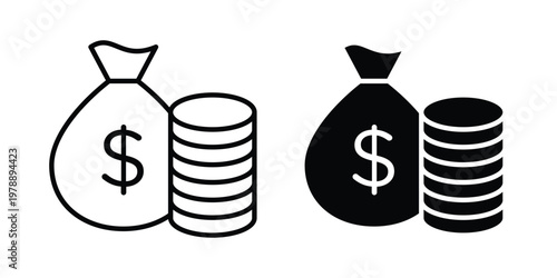 Income icon Outline Style. Vector Illustration in flat For Graphic Design