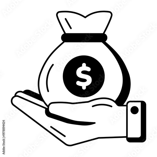 A glyph style icon depicting salary