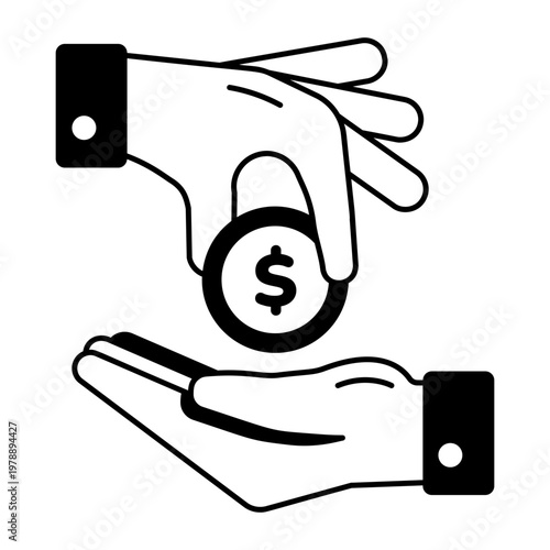 A glyph style icon representing cash salary