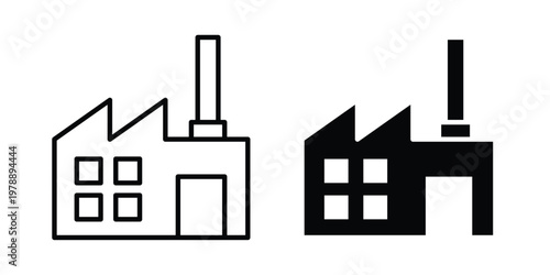 Industrial factory icon Outline Style. Vector Illustration in flat For Graphic Design