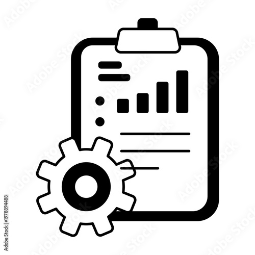 A glyph style icon depicting analytical repot