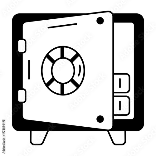 A glyph style icon representing safe box
