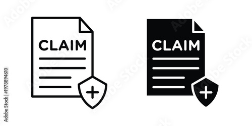 Insurance Claim icon Outline Style. Vector Illustration in flat For Graphic Design