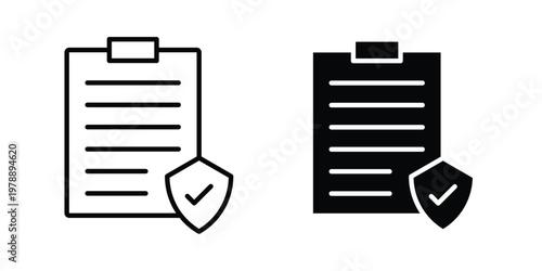 Insurance policy icon Outline Style. Vector Illustration in flat For Graphic Design