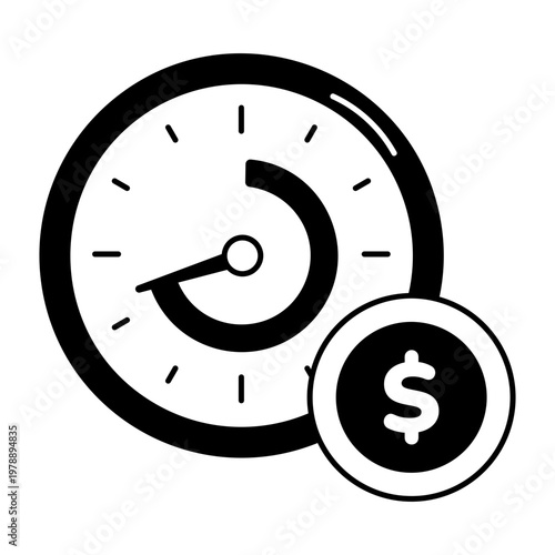 A glyph style icon showing time investment planning