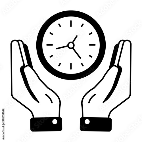 A glyph style icon showing save time concept