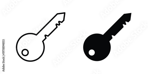 key icon Outline Style. Vector Illustration in flat For Graphic Design