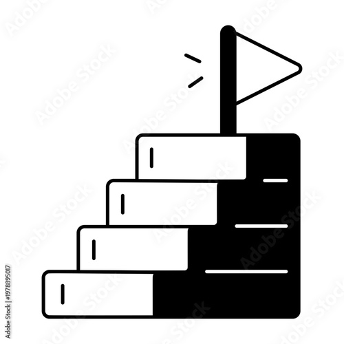 A glyph style icon representing achieve goal