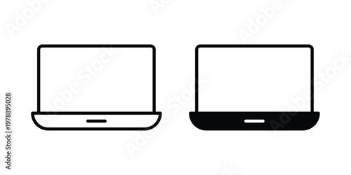 Laptop icon Outline Style. Vector Illustration in flat For Graphic Design