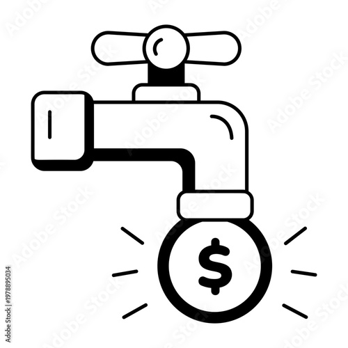 A glyph style icon depicting money flow