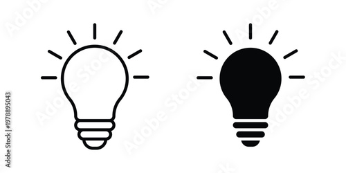 Lamp icon Outline Style. Vector Illustration in flat For Graphic Design