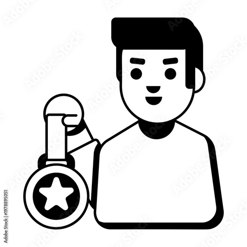 A glyph style icon representing achievement medal