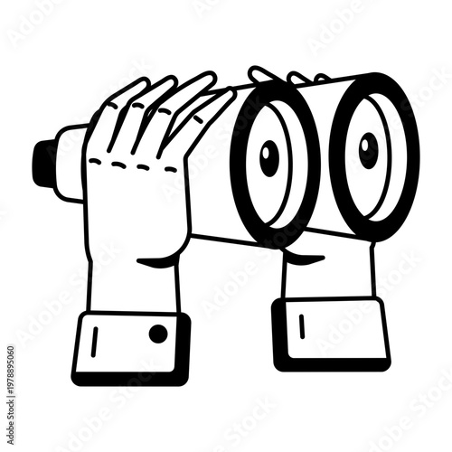 A glyph style icon representing vision