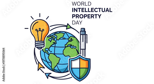 World intellectual property day a glowing lightbulb illuminating the globe