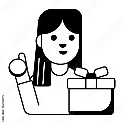 A glyph style icon depicting employe reward