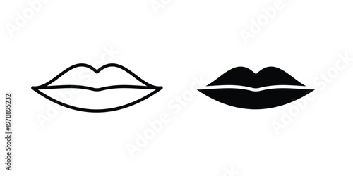 Lips icon Outline Style. Vector Illustration in flat For Graphic Design