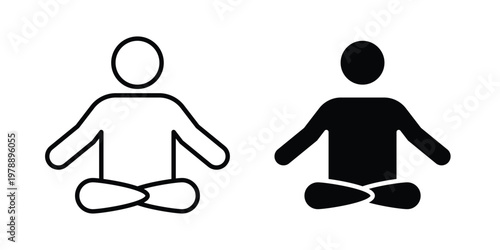 Meditation icon Outline Style. Vector Illustration in flat For Graphic Design