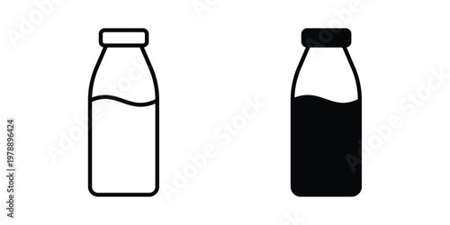 Milk bottle icon Outline Style. Vector Illustration in flat For Graphic Design