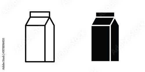 Milk carton icon Outline Style. Vector Illustration in flat For Graphic Design