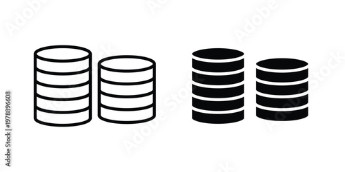 Money coin icon Outline Style. Vector Illustration in flat For Graphic Design