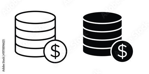 Money icon Outline Style. Vector Illustration in flat For Graphic Design