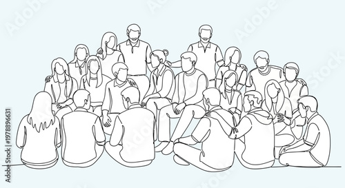 Diverse Group of People Sitting Together, Community, Unity, Connection, Friendship