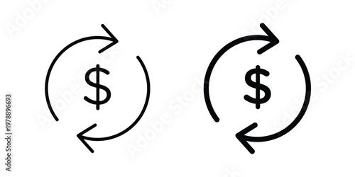 Money Transfer icon Outline Style. Vector Illustration in flat For Graphic Design