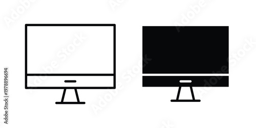 Monitor icon Outline Style. Vector Illustration in flat For Graphic Design