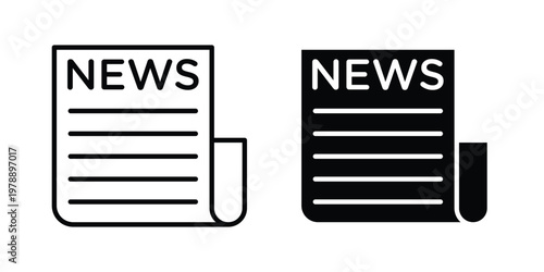 Newspaper icon Outline Style. Vector Illustration in flat For Graphic Design