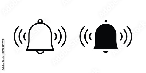 Notification bell icon Outline Style. Vector Illustration in flat For Graphic Design
