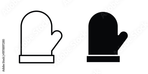 Oven mitt icon Outline Style. Vector Illustration in flat For Graphic Design
