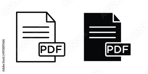 PDF file icon Outline Style. Vector Illustration in flat For Graphic Design