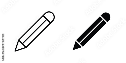 Pencil icon Outline Style. Vector Illustration in flat For Graphic Design