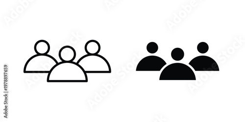 People group icon Outline Style. Vector Illustration in flat For Graphic Design