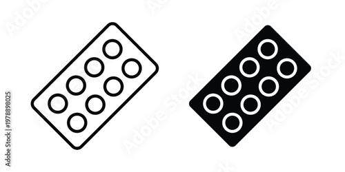 Pill blister Outline Style. Vector Illustration in flat For Graphic Designicon Outline Style. Vector Illustration in flat For Graphic Design